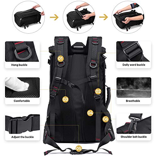 KAKA Travel Backpack, Carry On Backpack Durable Convertible Duffle Bag Fit for 17.3 Inch Laptop for Men and Women(Large 40L) - Image 3