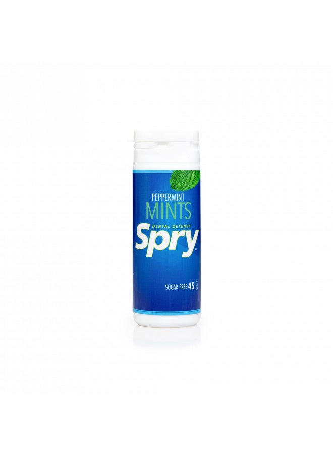 Spry - Spry Xylitol Peppermint Mints Sugar Free Candy - Breath Mints That Promote Oral Health, Dry Mouth Mints That Increase Saliva Production, Stop Bad Breath, 45 Count (Pack of 1) - Image 1