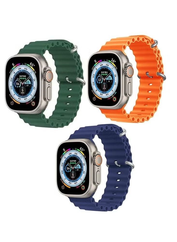 Generic - Ultra Smart Watch And Sports Watch With Two Straps, Green, Orange And Blue Combo - Image 1