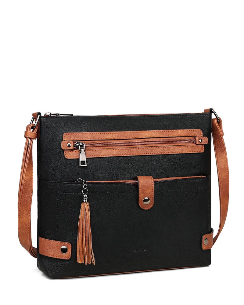 FADEON Large Crossbody Bags Purses for Women Crossbody Bag, Designer Leather Cross Body Purse Multi Pocket Shoulder Bag Brown - Image 5