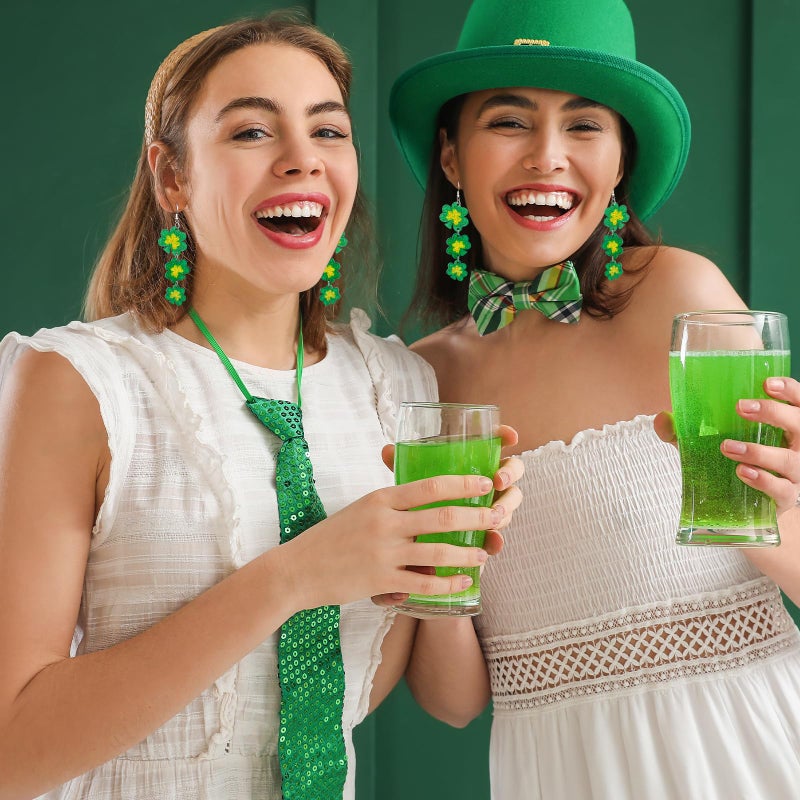 Mintolex St Patricks Day Earrings Shamrock Drop Dangle for Women Acrylic Clover Earrings Irish Jewelry Gift with Festive Green Design Saint Patricks Day Accessories - Image 5