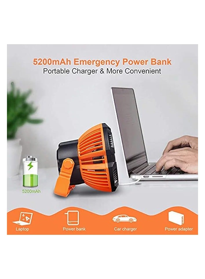 erorex Camping Fan with Camping Lantern USB Rechargeable, 5200mAh Battery Portable Tent Fan with Remote Control, Ceiling Fans for Tents with LED Lantern, Camping Light for Camping Tent,Home,Emergency,Office - Image 5