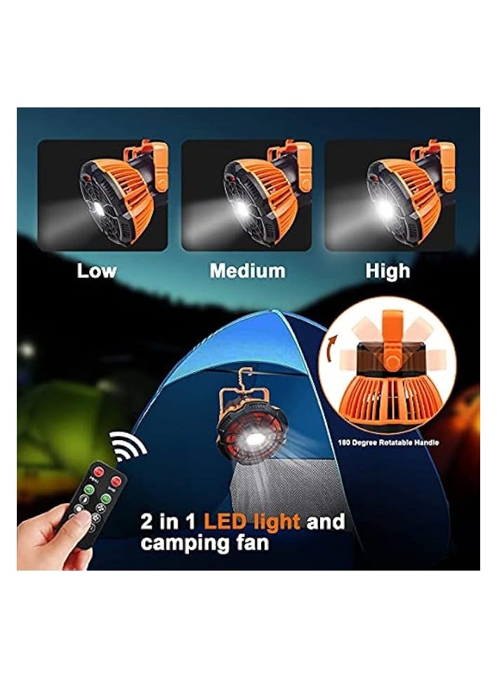erorex Camping Fan with Camping Lantern USB Rechargeable, 5200mAh Battery Portable Tent Fan with Remote Control, Ceiling Fans for Tents with LED Lantern, Camping Light for Camping Tent,Home,Emergency,Office - Image 2