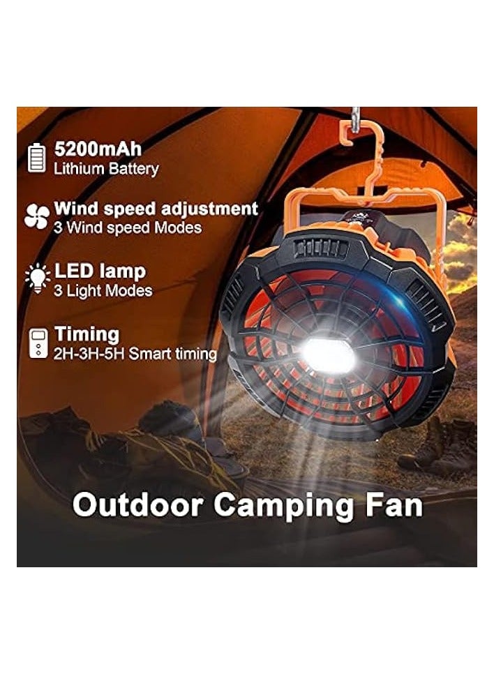 erorex Camping Fan with Camping Lantern USB Rechargeable, 5200mAh Battery Portable Tent Fan with Remote Control, Ceiling Fans for Tents with LED Lantern, Camping Light for Camping Tent,Home,Emergency,Office - Image 4