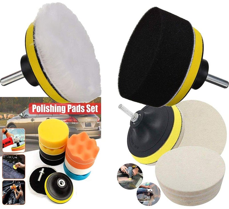 DIY Crafts CT-DIY-HI-42450 3"/4"/7"inch 76/100/180mm 13 Pcs Car Buffing Polishing Waxing Sponge Felt Pad Kits with Drill Adapter Cleaning - Image 5
