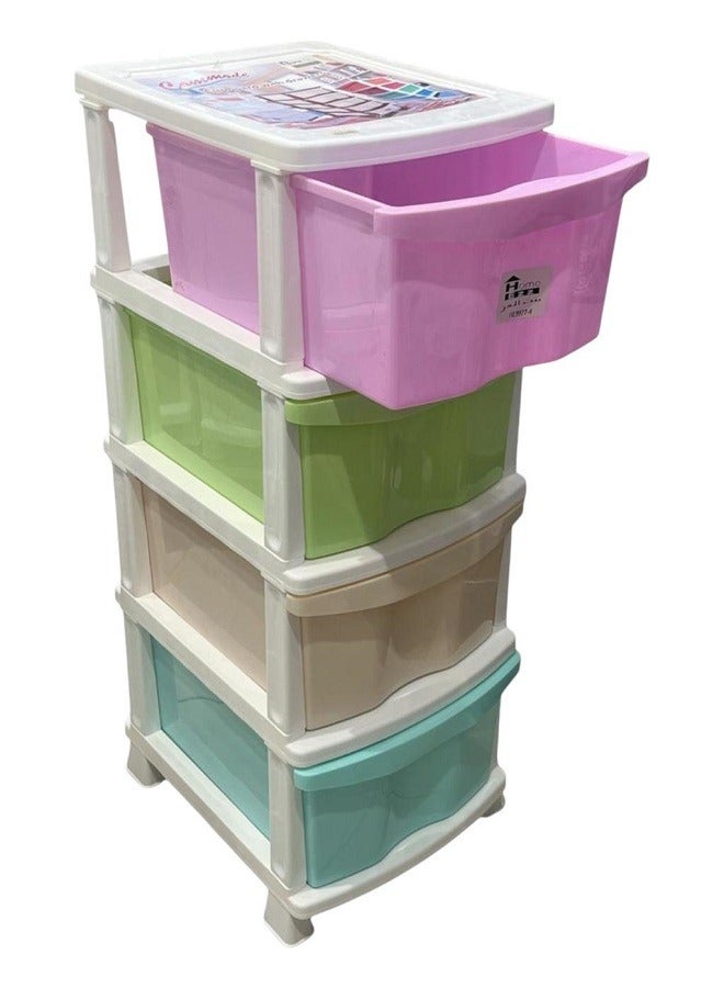 4 tier square plastic storage drawers for storing children's toys and clothes 