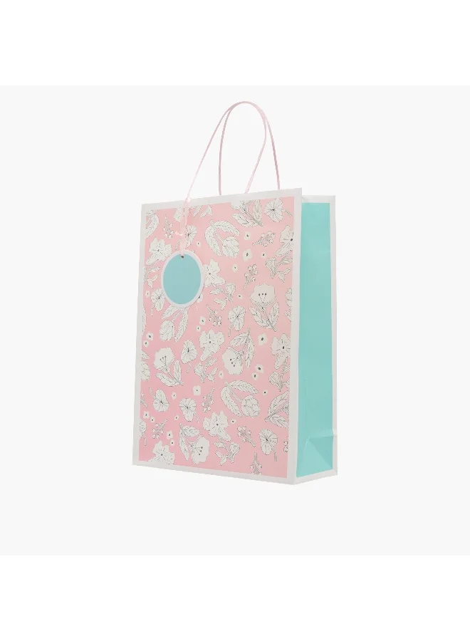 Findz Findz Floral Print Paper Gift Bag - Large