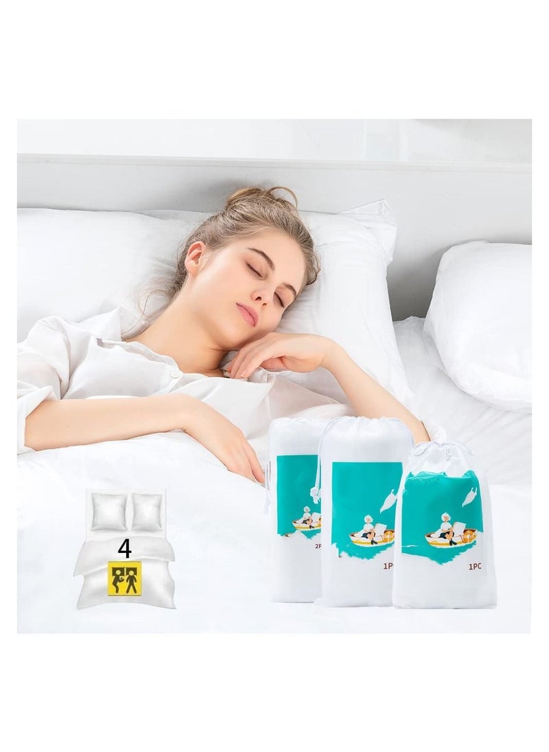 Y&D Disposable Bed Sheets Travel Bedding Set Portable 4 Pack for Hotel One Time Bedsheet  - Image 1