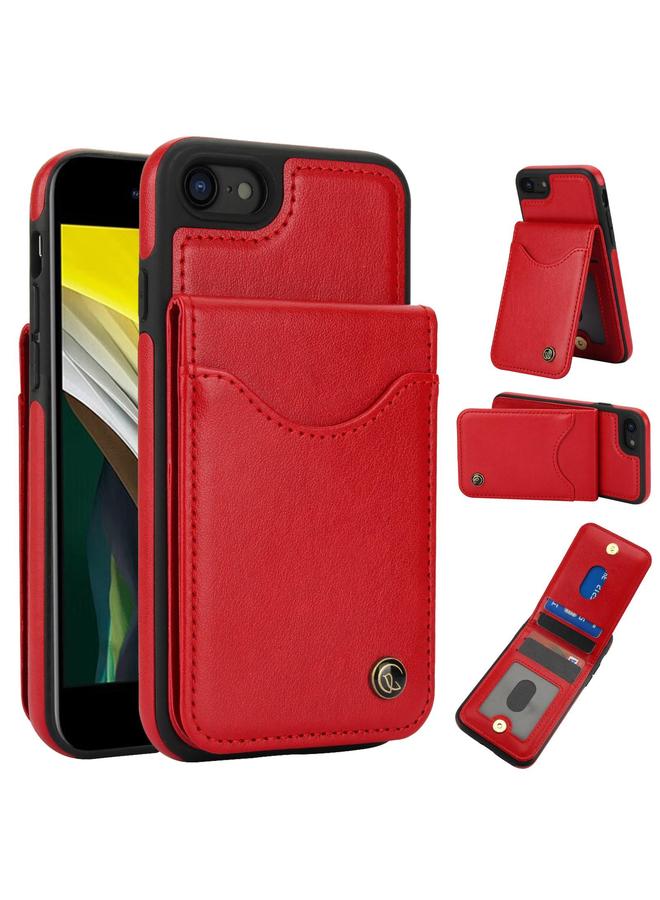 The Bros Case For iPhone 7 / 8 / SE 2022 AwQuer Vertical Flip Card Bag Holder Leather Phone Case