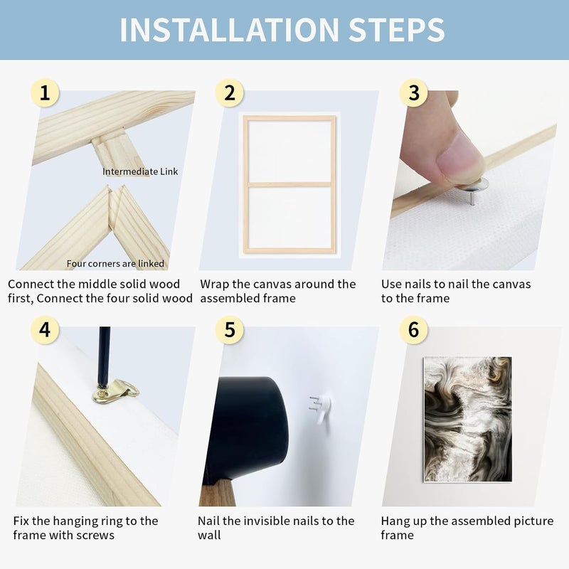فولينج إن أرت أشرطة شد القماش DIY من ، مجموعة تأطير قماش 24x36، إطارات شد خشبية للوحات القماش والملصقات والمطبوعات - Image 3