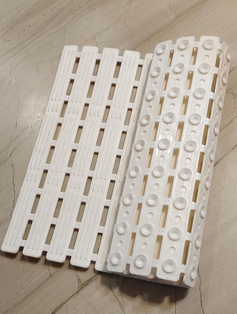 Purav Light Shower Mat Non Slip for Bathroom, Anti Skid Bathtub Mat (Plastic Stripped- Rubber Base, 38cm x 68cm)- White - Image 3