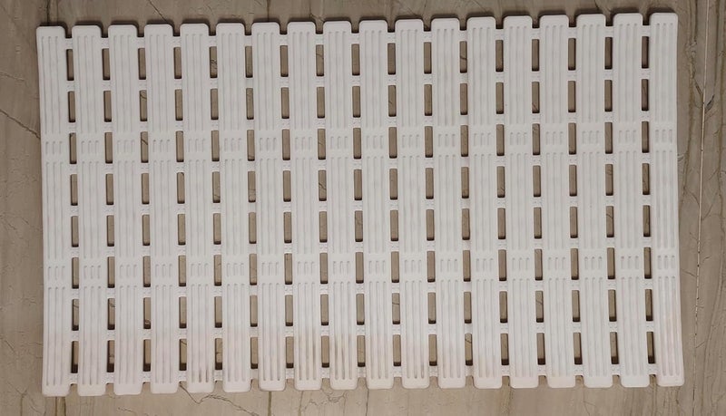 Purav Light Shower Mat Non Slip for Bathroom, Anti Skid Bathtub Mat (Plastic Stripped- Rubber Base, 38cm x 68cm)- White - Image 2