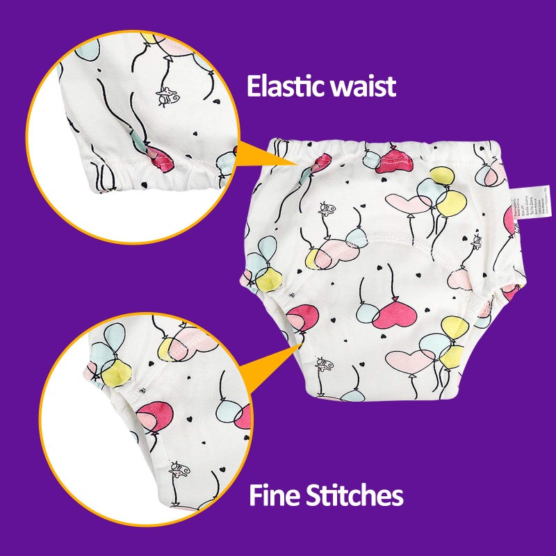 MooMoo Baby 6 Packs Cotton Training Pants Reusable Toddler Potty Training Underwear for Boy and Girl Mermaid-5T Pink - Image 4