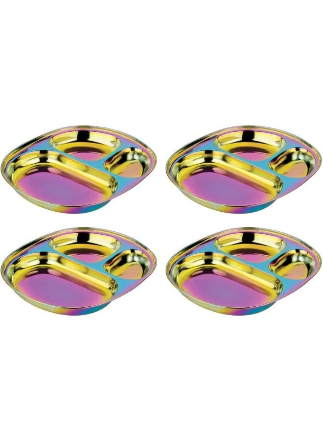 Ahimsa Stainless Steel Balanced Bites Plate Pack of 4 - Image 1