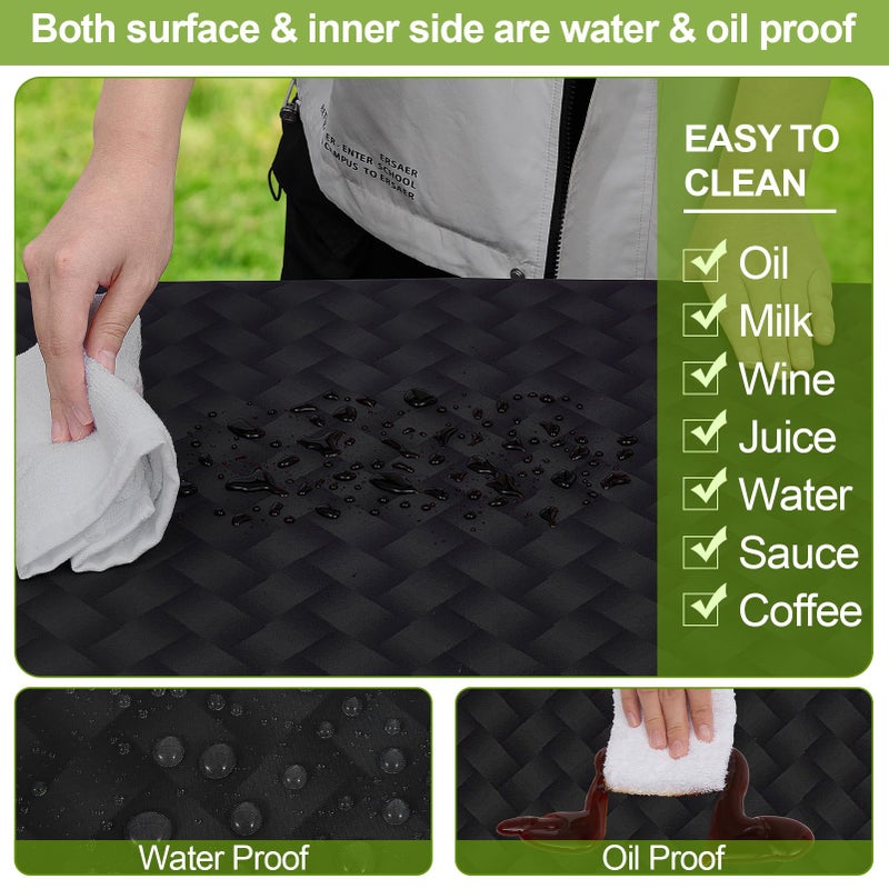 Play Tailor Picnic Table Cover with Bench Covers Camping Essentials Waterproof Windproof Camping Tablecloth with Drawstring Bag, Fitted Rectangle Tables and Seats, 72in, Black - Image 3