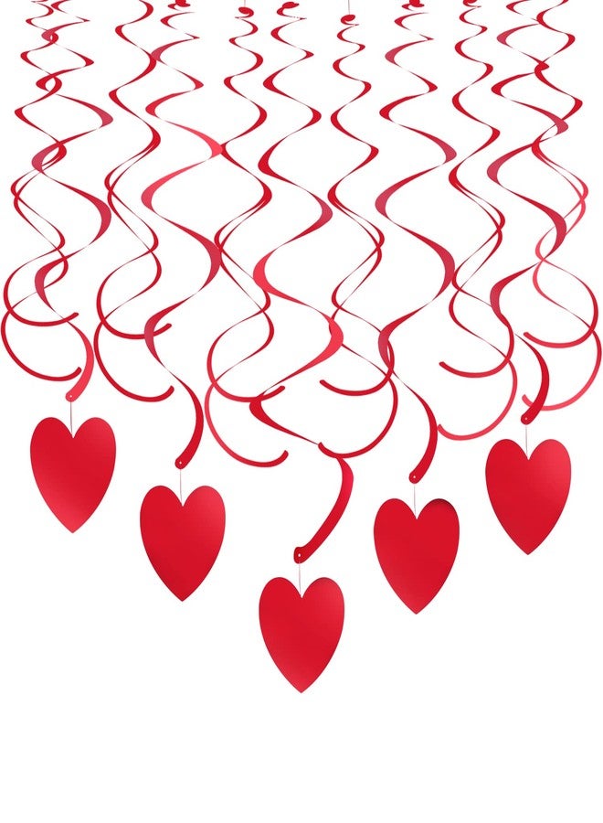 WEVEN Red Heart Hanging Swirls Party Streamer Spiral Decorations for Wedding Valentine's Day Mother's Day, Pack of 30 - Image 2