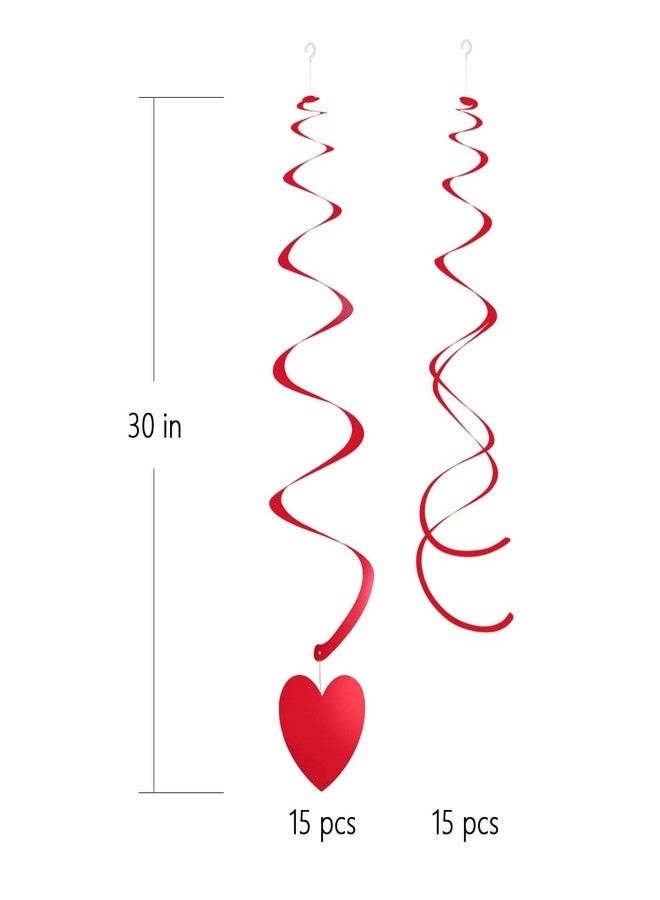 WEVEN Red Heart Hanging Swirls Party Streamer Spiral Decorations for Wedding Valentine's Day Mother's Day, Pack of 30 - Image 3