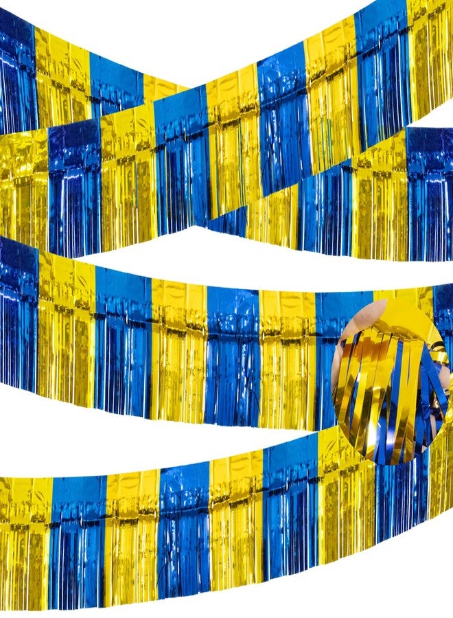 TFengfly 4 Packs Total 39 Ft Graduation Parade Floats for Trailer Car, Blue Gold Foil Fringe Garland Tinsel Streamers Banner Table Skirts for Graduation Homecoming Birthday Party (Royal Blue Gold) - Image 1
