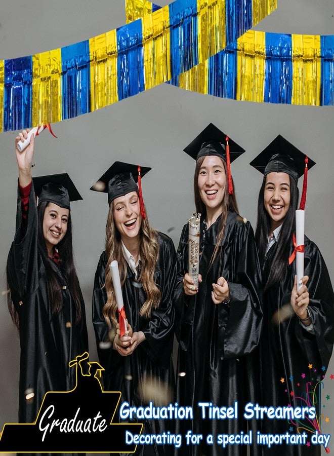TFengfly 4 Packs Total 39 Ft Graduation Parade Floats for Trailer Car, Blue Gold Foil Fringe Garland Tinsel Streamers Banner Table Skirts for Graduation Homecoming Birthday Party (Royal Blue Gold) - Image 3