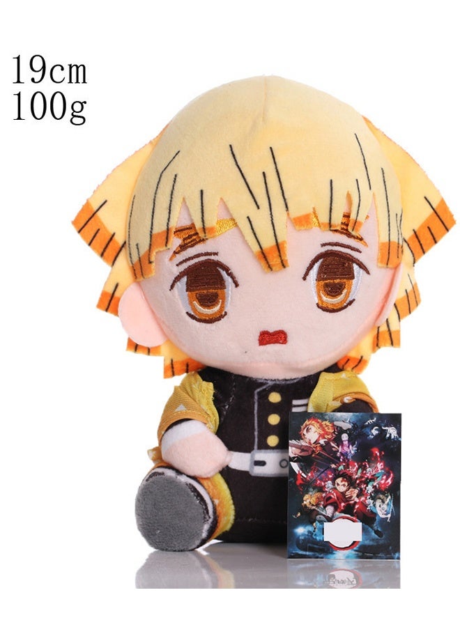 Halamodo Demon Slayer - Iwabuchi Zenitsu Plush Doll, 19 cm - A Sweet Item for Birthday Giving and Decorating Bedroom, Living Room, Desk Areas, Plus an Office Relaxation Toy - Image 1