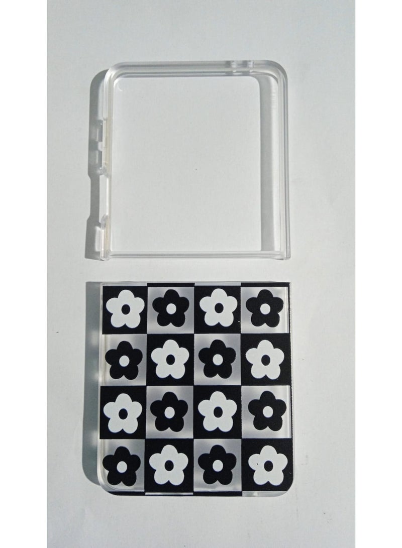 تيمو غطاء هاتف سيليكون بتصميم زهور بنمط رقعة الشطرنج متوافق سامسونج جلاكسي Z flip7 - Image 2