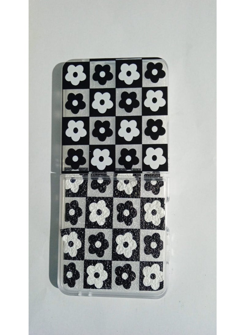 تيمو غطاء هاتف سيليكون بتصميم زهور بنمط رقعة الشطرنج متوافق سامسونج جلاكسي Z flip7 - Image 1