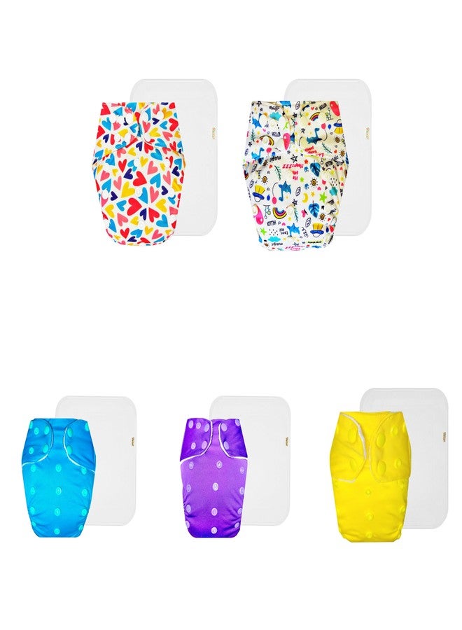 حفاضات دمبلدو القماشية الممتازة مع حشوة قطنية (عبوة من 5) | شعور بالجفاف والراحة | قابلة لإعادة الاستخدام والغسل | سهلة التنظيف | مصممة من قبل الأمهات | من 3 أشهر إلى 3 سنوات | للجنسين - Image 1