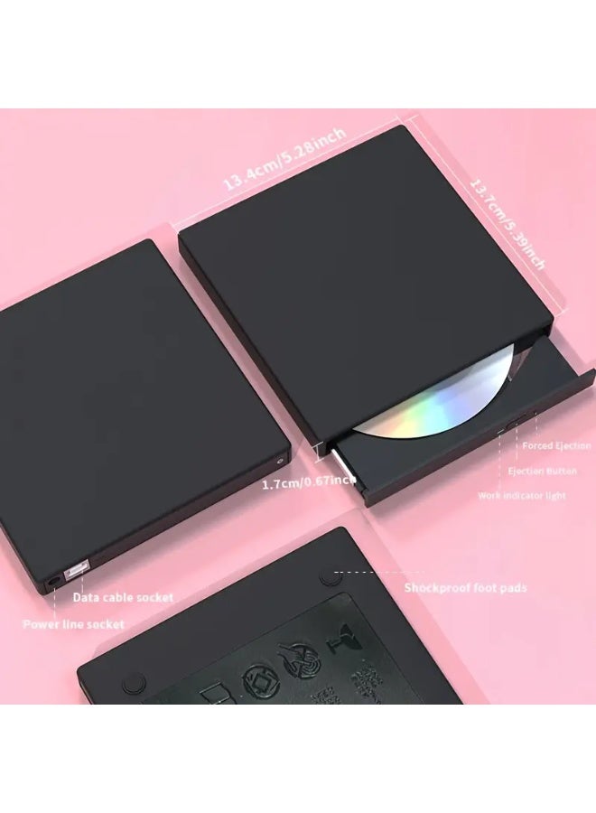 Portable USB 2.0 External CD/DVD Drive – Slim Compact CD-RW/DVD-RW Burner – Plug & Play Optical Drive for Laptops, Windows, Mac OS  - Image 5