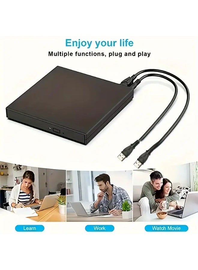 Portable USB 2.0 External CD/DVD Drive – Slim Compact CD-RW/DVD-RW Burner – Plug & Play Optical Drive for Laptops, Windows, Mac OS  - Image 3