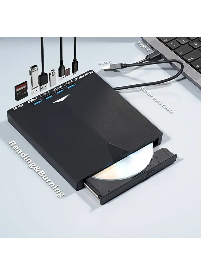 Portable USB 2.0 External CD/DVD Drive – Slim Compact CD-RW/DVD-RW Burner – Plug & Play Optical Drive for Laptops, Windows, Mac OS  - Image 2