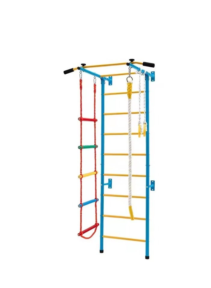 KIDS INDOOR ARENA -- 5 in 1 Climbing Toys for Toddlers, Indoor Kids Gym for Exercise, Steel Ladder Wall Set with Wall Ladder, Pull-up Bar, Climbing Rope and Gymnastic Rings, Climber Ladder Toys Boys Girls Gift 42" x 32.5" x 88" (L x W x H)  - Image 2