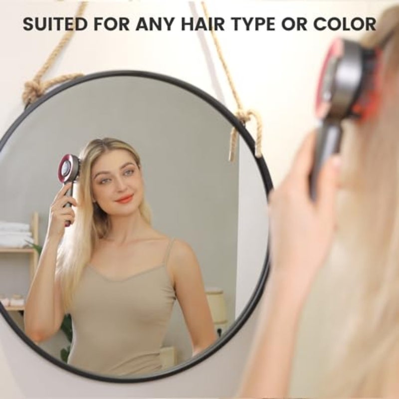 Scalp3 Electric Scalp Massager for Hair Care and Head Stress Relief, Red 360° Scalp Massager for Hair Growth, IPX7 Laser Hair Comb with 3 Massaging Modes, Cordless, Portable for Scalp Care, SPA, Gifts - Image 3