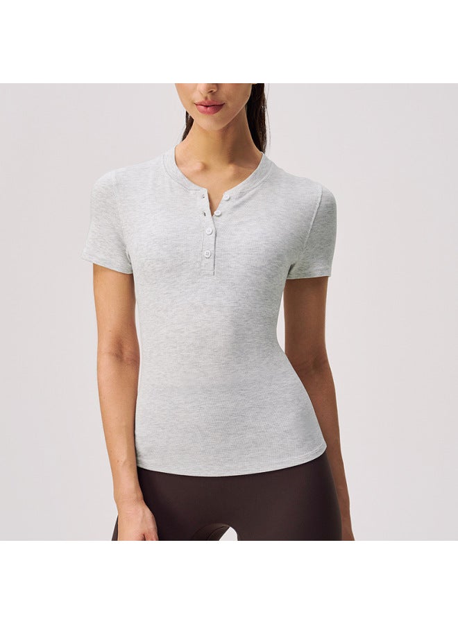Runa Pulse Fitness Elastic Slim-fitting Quick-drying Yoga Short-sleeved T-shirt Women's Breathable Sweat-absorbent Sports Fitness Top