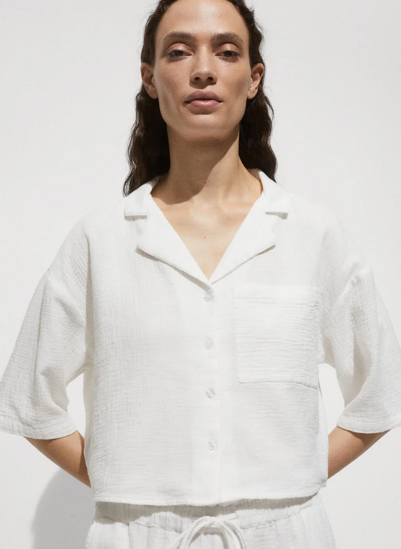 مانجو Button Down Cropped Shirt