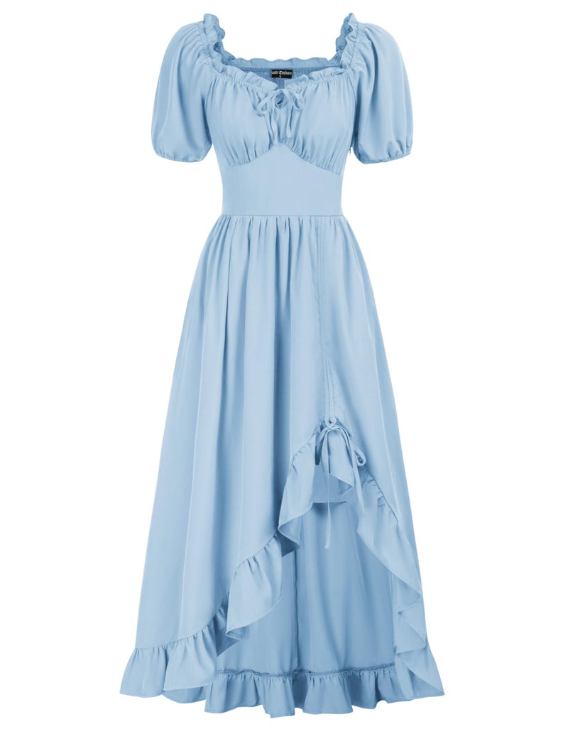 Scarlet Darkness Summer Dress for Women Off Shoulder Peasant Dress Renaissance Faire Costume Light Blue L - Image 1