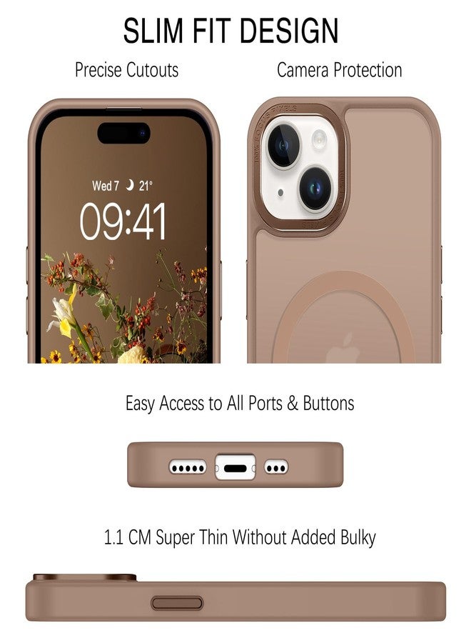 BENTOBEN for iPhone 15 Case, for iPhone 15 Phone Case [Compatible with MagSafe], Translucent Matte Magnetic Cover Shockproof Women Girl Protective Cute Case for iPhone 15 6.1", Brown - Image 2