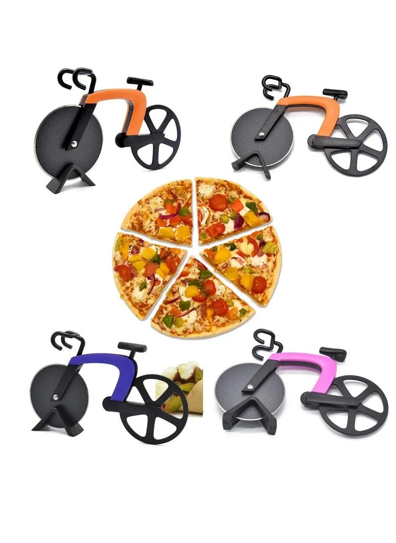 BASURRAH Pizza Cutter Pizza Knife Two-wheel Bicycle Shape Cutting Knife. Assorted  - Image 1
