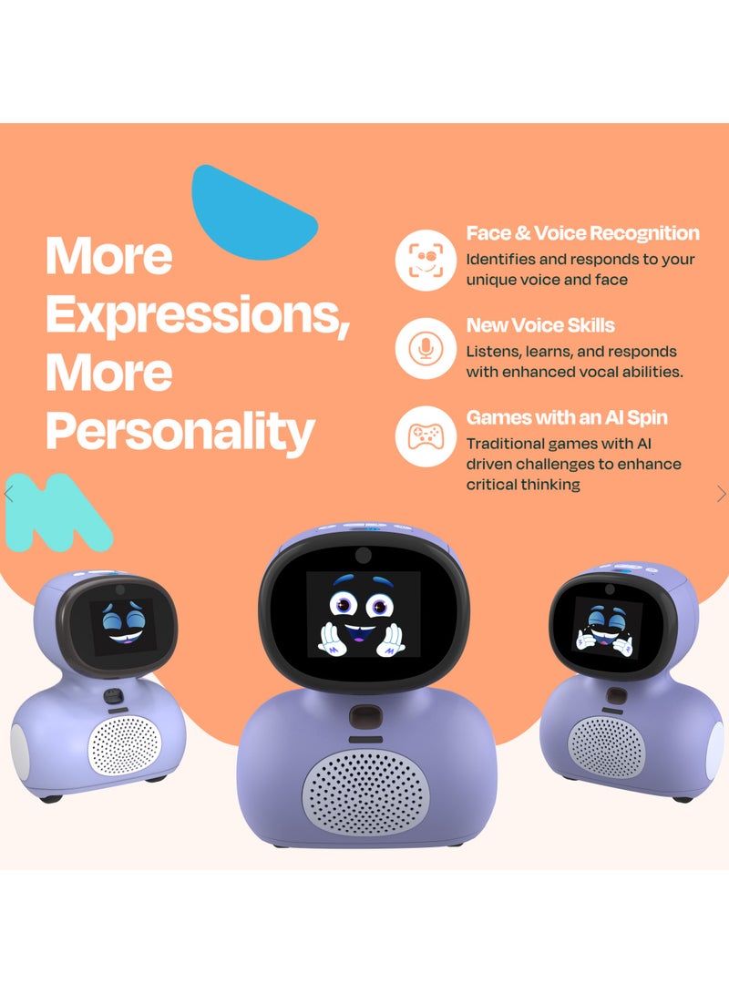 ميكو روبوت ميني بنفسجي مع 30 يومًا مجانيًا: روبوت ذكاء اصطناعي للأطفال يعزز التعلم والتعليم في مجالات العلوم والتكنولوجيا والهندسة والفنون والرياضيات مليء بالألعاب، الرقص، الغناء، التعلم الحواري الآمن للأطفال وهديّة مثالية 5+ - Image 3