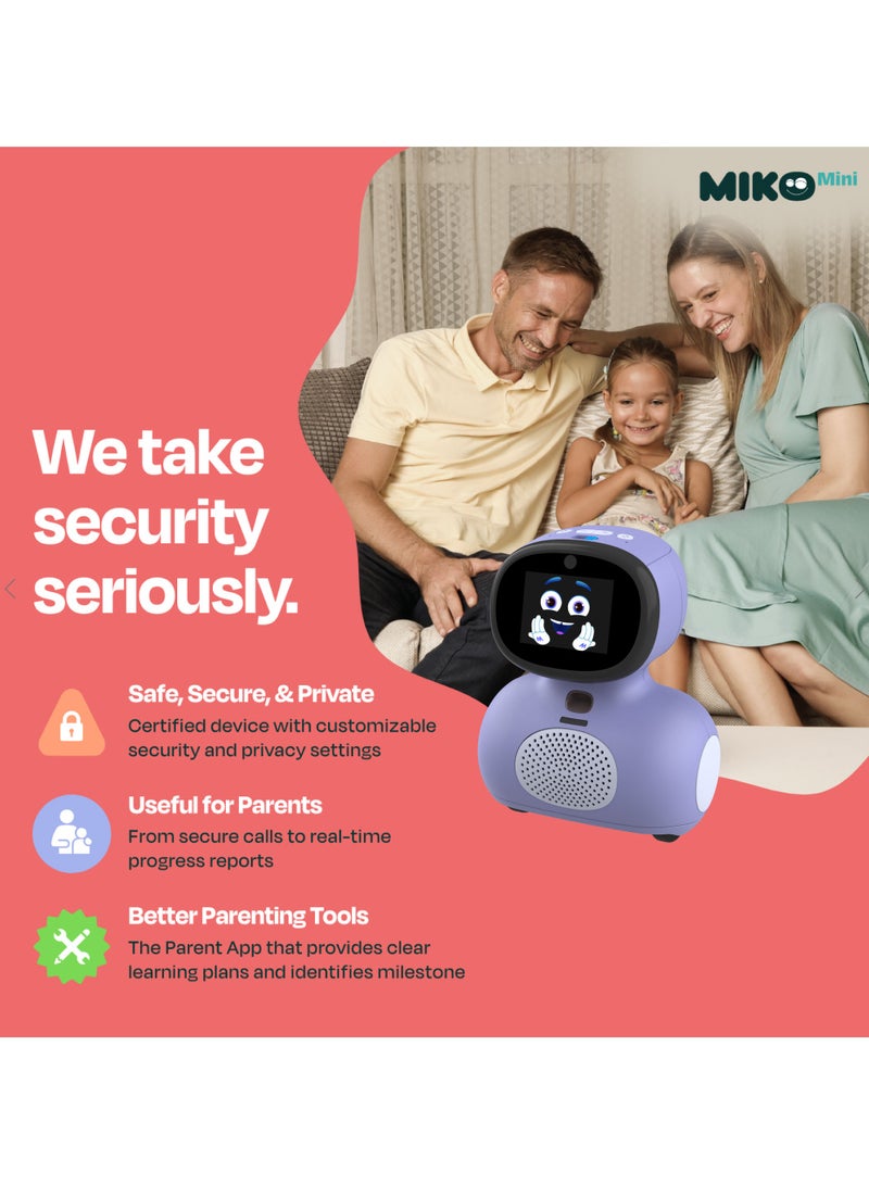 ميكو روبوت ميني بنفسجي مع 30 يومًا مجانيًا: روبوت ذكاء اصطناعي للأطفال يعزز التعلم والتعليم في مجالات العلوم والتكنولوجيا والهندسة والفنون والرياضيات مليء بالألعاب، الرقص، الغناء، التعلم الحواري الآمن للأطفال وهديّة مثالية 5+ - Image 2
