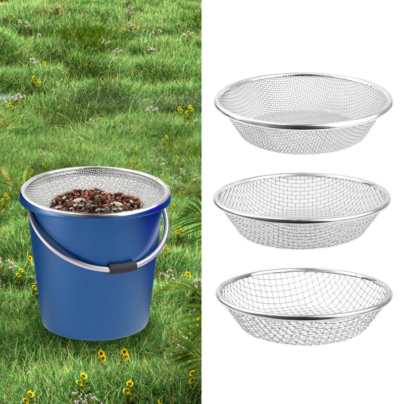 moonateen 3Pcs Soil Sand and Compost Sifter for Gardening Sieve for Rocks Dirt and Organic Material Fits 5Gallon Buckets 3 Apertures - Image 2