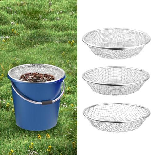 moonateen 3Pcs Soil Sand and Compost Sifter for Gardening Sieve for Rocks Dirt and Organic Material Fits 5Gallon Buckets 3 Apertures - Image 1