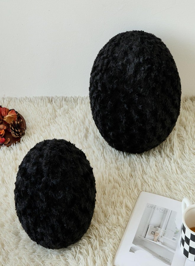 ZCNYCLAM وسادة كروية، وسادة دائرية مزخرفة للأريكة، وسائد دائرية للرمي، وسائد كروية مثالية للأريكة، وسائد زخرفية أنيقة، وسادة دائرية متعددة الاستخدامات (أسود، صغير - 8.6 بوصة) - Image 2