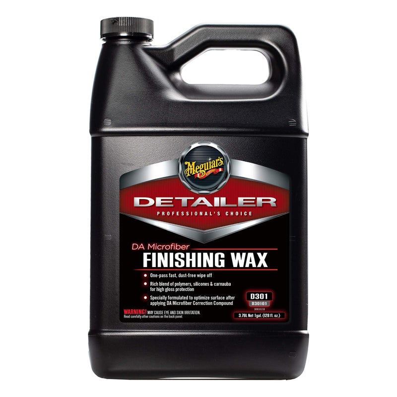 Meguiars Professional DA Microfiber Finishing Wax D30101  Pro Car Polish Removes Light Defects While Adding Protection Ideal for Use on DA Microfiber Finishing Disc and DA Polisher 128 Oz 1 Gal