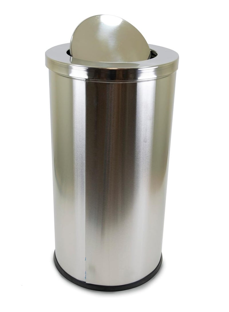 LACOT GENERAL TRADING LLC Standing Stainless Steel Round Swing Top Lid Trash Bin | 60L  - Image 1