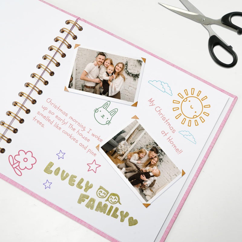 Hiwhy 7x7 Inch Scrapbook DIY Photo Album Linen Cover Hardcover White Pages 20 Sheets Small Scrap Memory Book Pink - Image 4