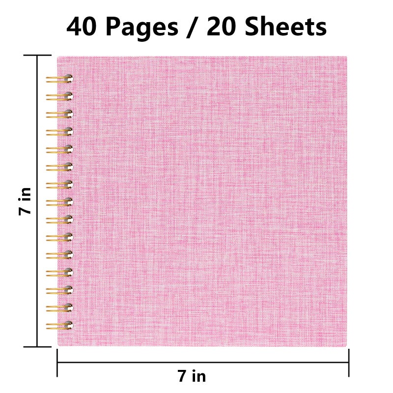 Hiwhy 7x7 Inch Scrapbook DIY Photo Album Linen Cover Hardcover White Pages 20 Sheets Small Scrap Memory Book Pink - Image 2