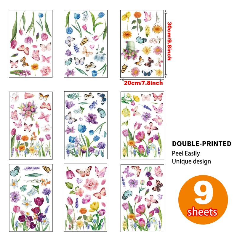 i-Beeboo Spring Flower Window clings Decorations Window Decals Stickers for Office Home - Image 3