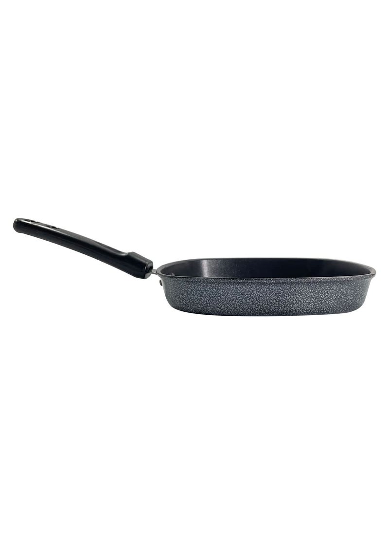 Eslite - eslite Aluminium Non-Stick Grill Fry Pan, Scratch Resistant Cookware for Cooking Frying with PFOA Free Coating, Bakelite Cool Touch Handle, Stainless Steel Rivets, 1 Year Warranty (Black) - Image 1