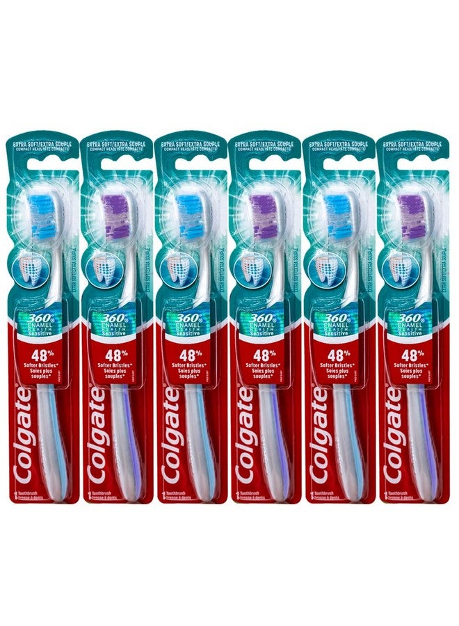 كولجيت فرشاة أسنان كولجيت 360 إناميل هيلث الحساسة، رأس مضغوط، ناعمة للغاية - عبوة من 6 قطع - Image 1