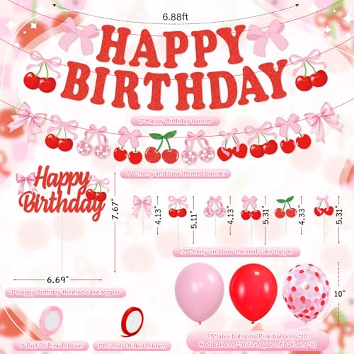 K KUMEED زينة عيد ميلاد كومييد الكرز لعيد الميلاد لافتة عيد ميلاد الكرز لوازم حفلة الكرز صينية كعكة بالونات لاتكس لعيد ميلاد النساء والفتيات - Image 5